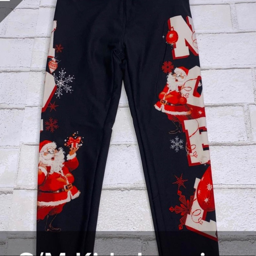 Lularoe holiday 2019 kids leggings l/xl Noel Santa